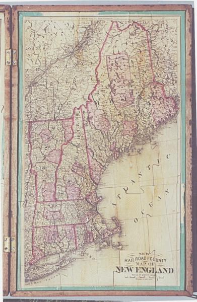Railroad County Map of New England